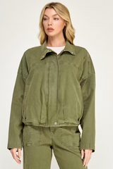 Dim Gray Blake Funnel Neck Bomber Jacket