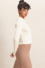Antique White Charli Ribbed Cardigan Cardigan