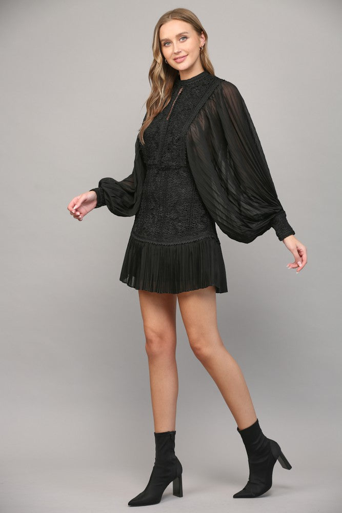 Dark Gray Victoria Lace Mini Dress Mini Dress
