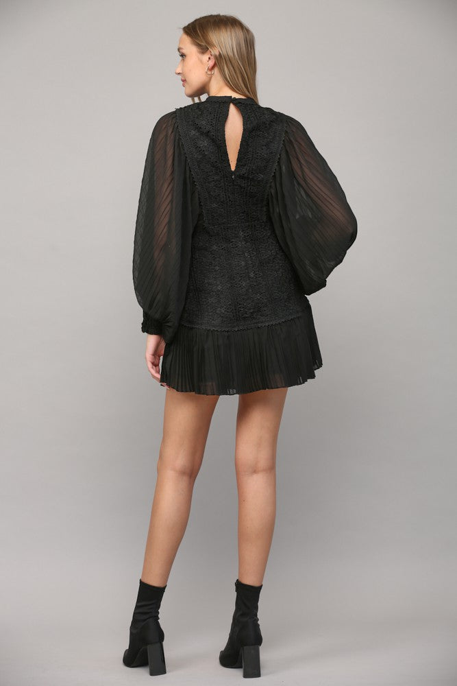 Dark Gray Victoria Lace Mini Dress Mini Dress
