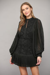 Dark Gray Victoria Lace Mini Dress Mini Dress