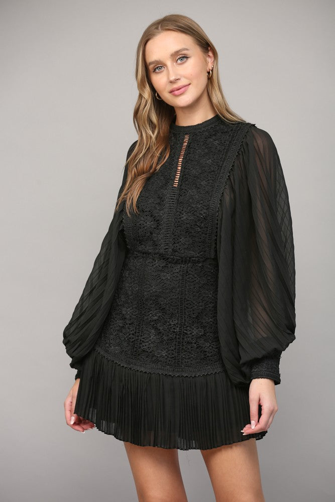 Dark Gray Victoria Lace Mini Dress Mini Dress