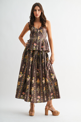 White Smoke Autumn Romance Floral Midi Skirt Midi Skirt