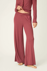 Maroon Pretty Stripes Dark Wine Pointelle Pajama Pants Lounge Pants