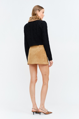 Angie Faux Fur Collar Cropped Cardigan Cardigan