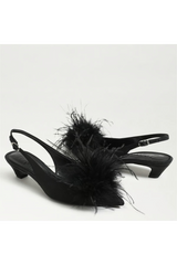 Lavender Finch Feather Slingback Pump | Black Heel