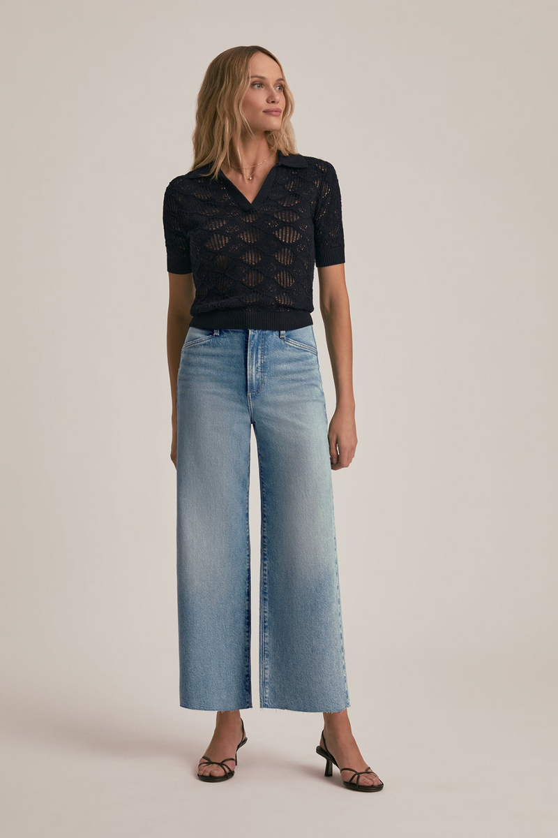 Gray The Mischa Super High Rise Wide Leg Crop | Santa Barbara Jeans