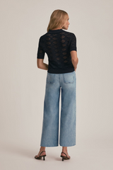 Gray The Mischa Super High Rise Wide Leg Crop | Santa Barbara Jeans