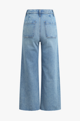 Slate Gray The Mischa Super High Rise Wide Leg Crop | Santa Barbara Jeans