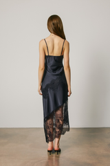 Light Gray Love Letter Lace Trim Slip Dress Midi Dress