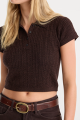Black The Micro Cable Polo Top