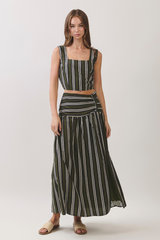 Light Gray Stripe A Pose Maxi Skirt Maxi Skirt