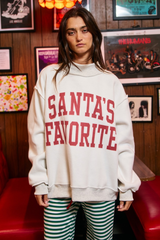 Light Gray Merry Christmas & Santas Favorite Mock Neck Sweatshirt