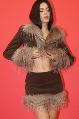 Tomato Glamorous Faux Fur Mini Skirt Mini Skirt