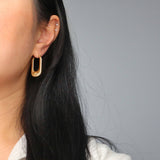 Dark Gray Luna Hoops | Gold Textured Hoops Earrings
