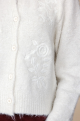 Lavender Floral Embroidered Knit Cardigan Cardigan