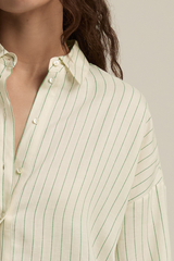 Light Gray Ex-Boyfriend Shirt in Emerald Stripe Shirt