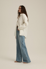 Gray Ex-Boyfriend Shirt in Emerald Stripe Shirt
