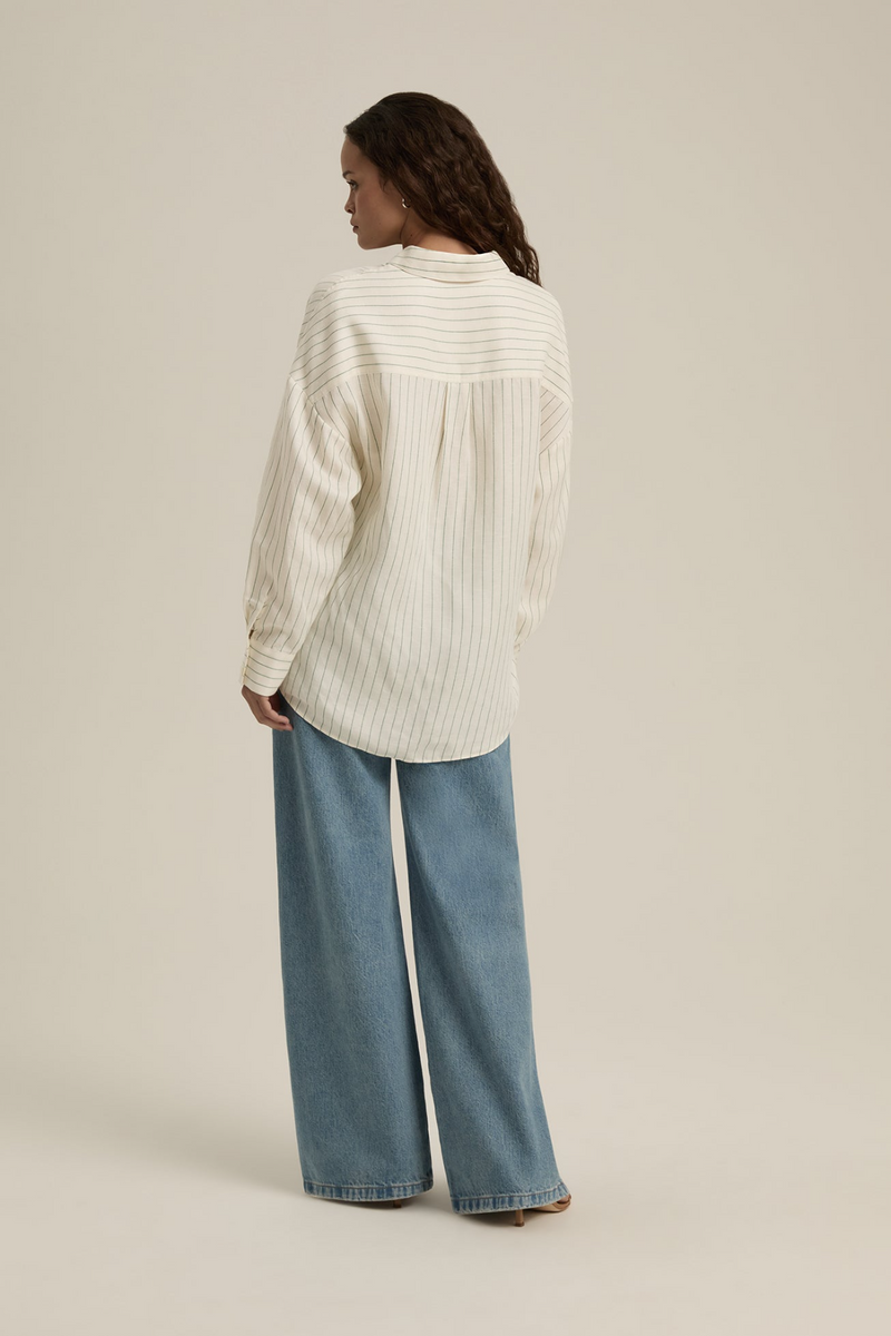 Gray Ex-Boyfriend Shirt in Emerald Stripe Shirt