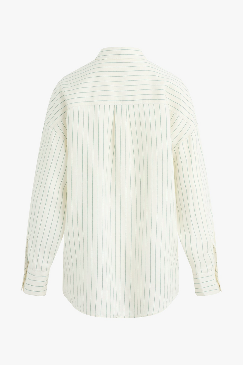 White Smoke Ex-Boyfriend Shirt in Emerald Stripe Shirt