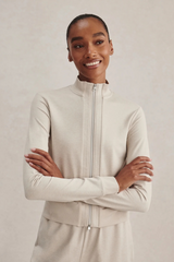 Gray Rufus Cropped Zip Through Sweater