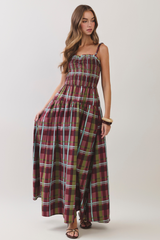 Light Gray Countryside Plaid Maxi Dress Maxi Dress