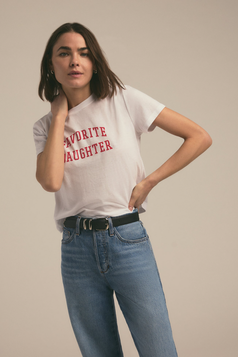 Tan The Cropped Collegiate Tee | White Rouge T Shirt