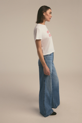 Tan The Cropped Collegiate Tee | White Rouge T Shirt
