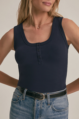 Ribbed Henley Tank