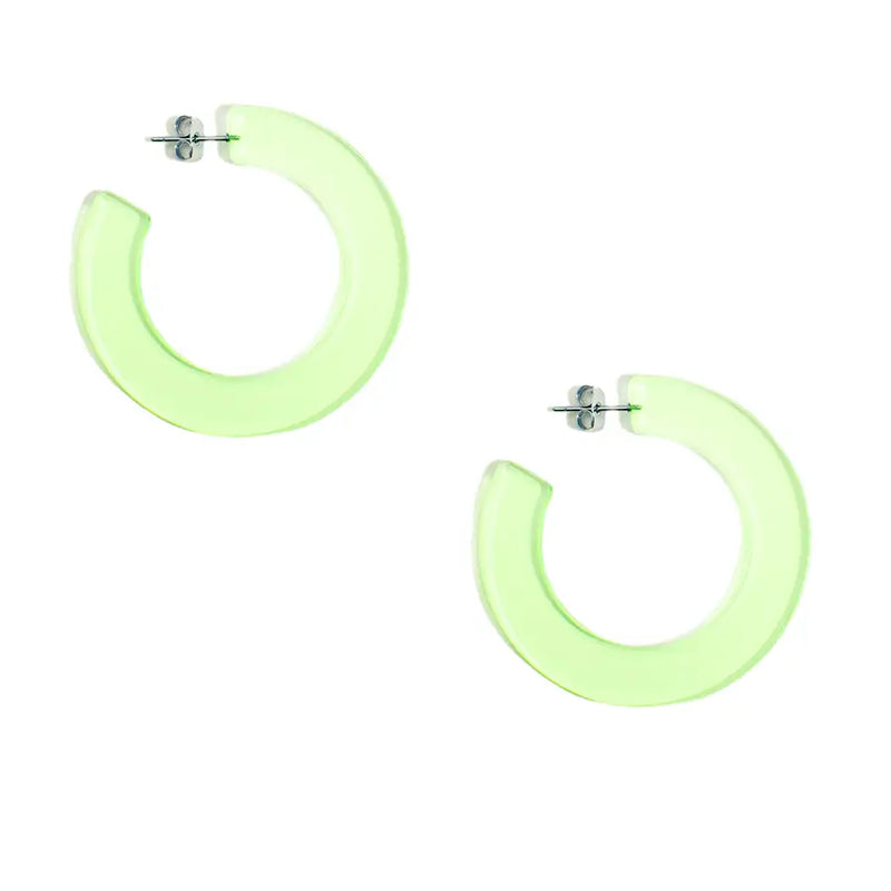 Light Goldenrod Yellow Flat Lucite Hoop Earring Earring
