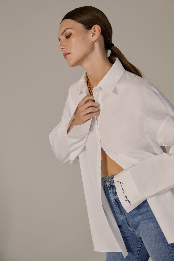 Dark Gray The Ex-Boyfriend Shirt in White shirt