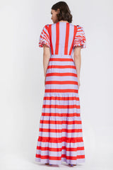 Lavender Gigi | Striped Crepe de Chine Gown Formal Dress