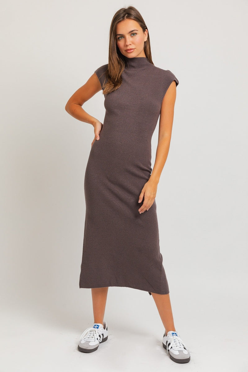 Light Gray Cozy Contour Midi Dress Dress