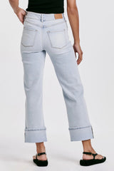 Light Gray Holly Super High Rise Cuffed Straight Jean - Positano Jeans