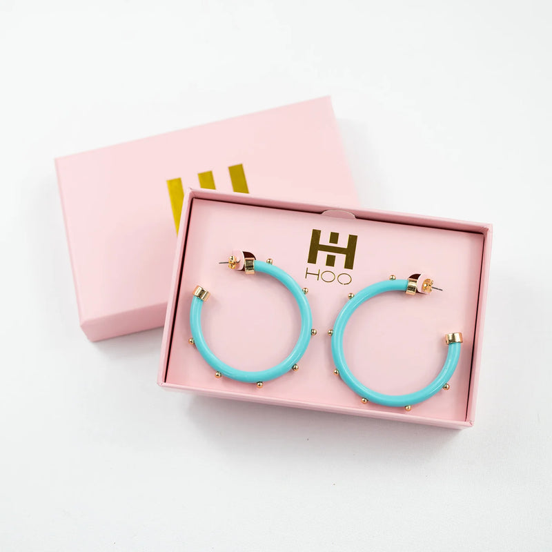 Misty Rose Original Hoo Hoops with Gold Studs Earring