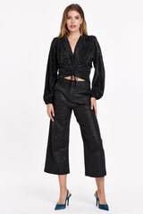 Black Audrey Super High Rise Coated Cropped Pant Pant
