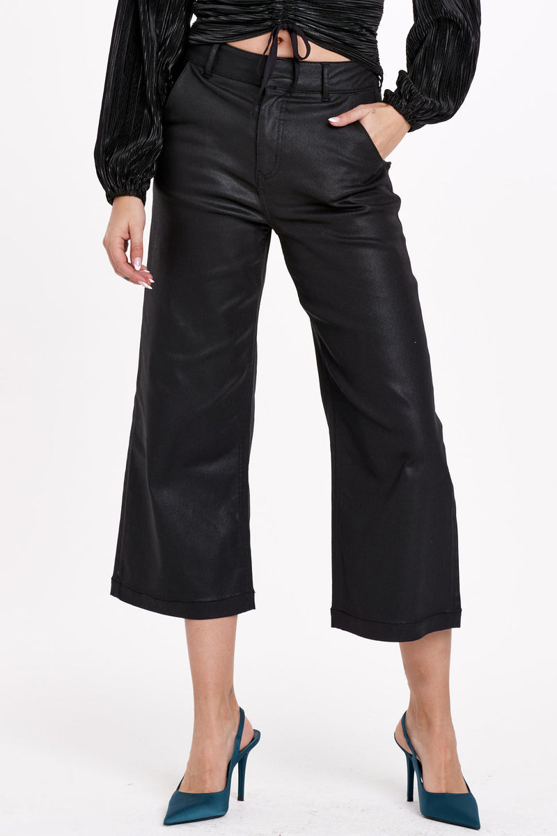 White Smoke Audrey Super High Rise Coated Cropped Pant Pant