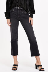 White Smoke Frankie Super High Rise Cropped Straight Jeans Jeans