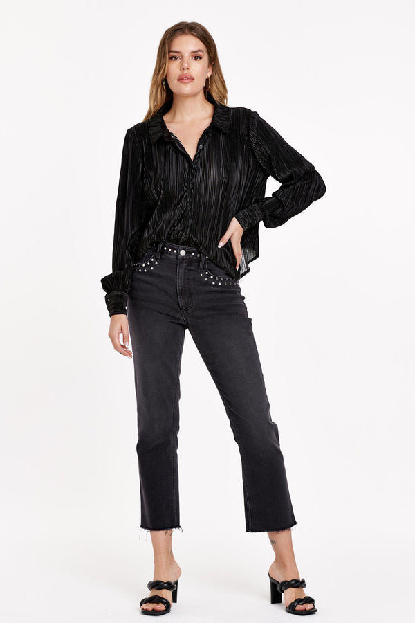 Black Frankie Super High Rise Cropped Straight Jeans Jeans