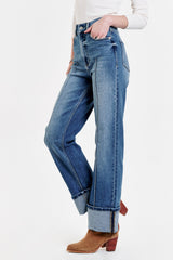 Dark Slate Gray Holly Super High Rise Cuffed Straight Jeans Jeans