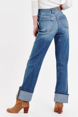 Dark Slate Blue Holly Super High Rise Cuffed Straight Jeans Jeans