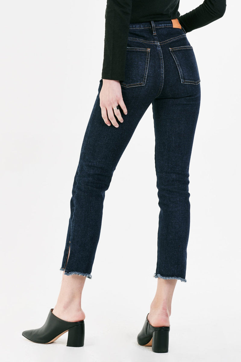 White Smoke Stella Super High Rise Cropped Slim Straight Jeans