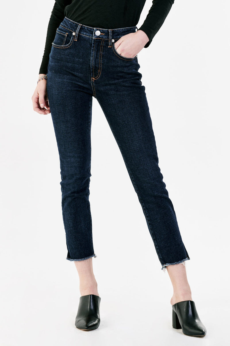 White Smoke Stella Super High Rise Cropped Slim Straight Jeans