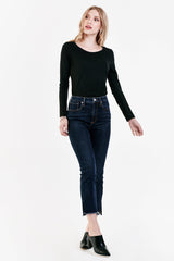 Black Stella Super High Rise Cropped Slim Straight Jeans