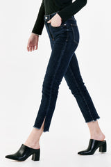White Smoke Stella Super High Rise Cropped Slim Straight Jeans