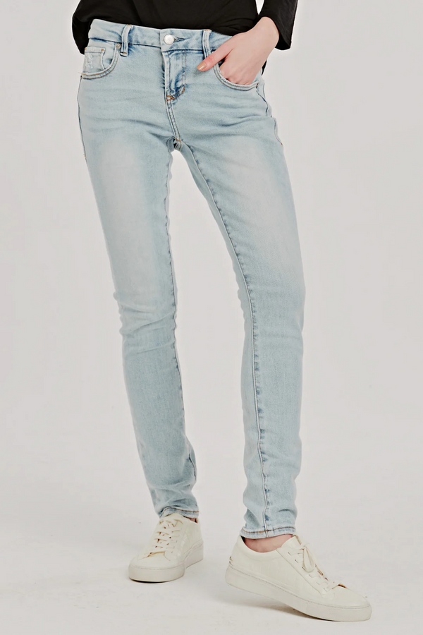 Light Gray Joyrich Mid Rise Skinny Jeans - Fiji Jeans