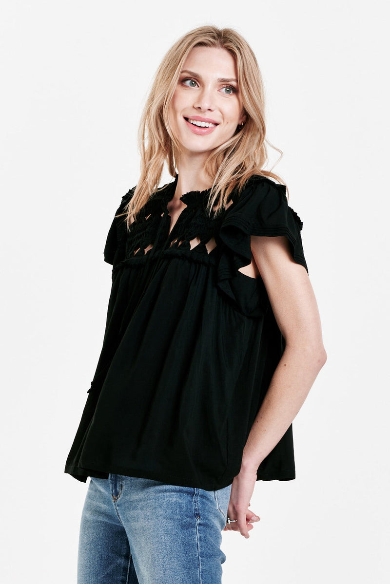 Beige Kezia Knotted Embroidery Top Top