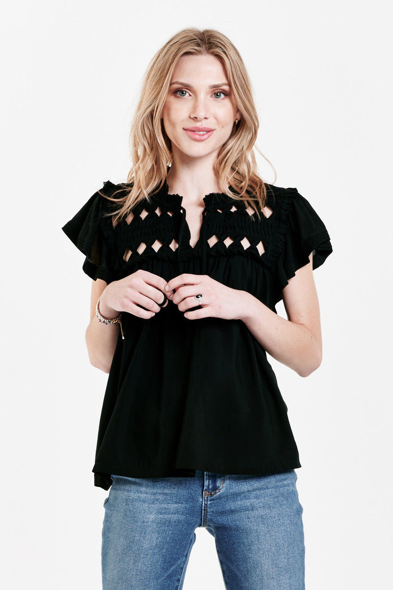 Beige Kezia Knotted Embroidery Top Top