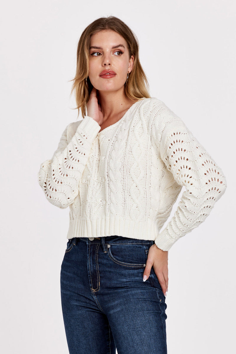 Antique White Lexi Drop Shoulder Sweater Sweater