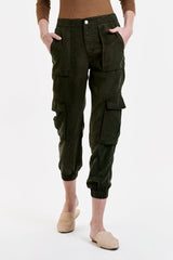 White Smoke Sandy High Rise Ankle Trouser Pant